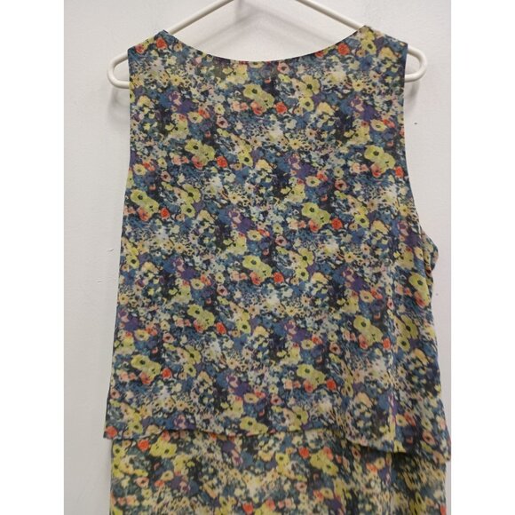 CAbi Womens Positano Layered BOHO Top XL Purple Yellow Floral Sleeveless  #5041 - Picture 8 of 8